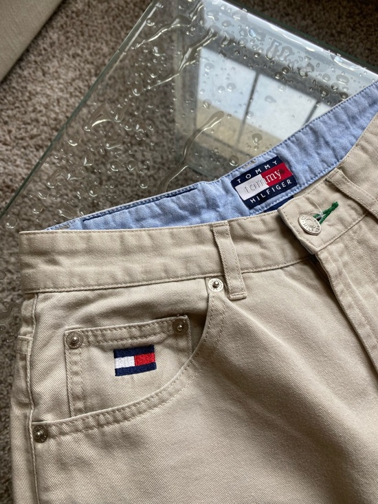 Tommy Hilfiger Pants - Y2K Tommy Hilfiger Beige Khaki Pants with Logo Flag Details